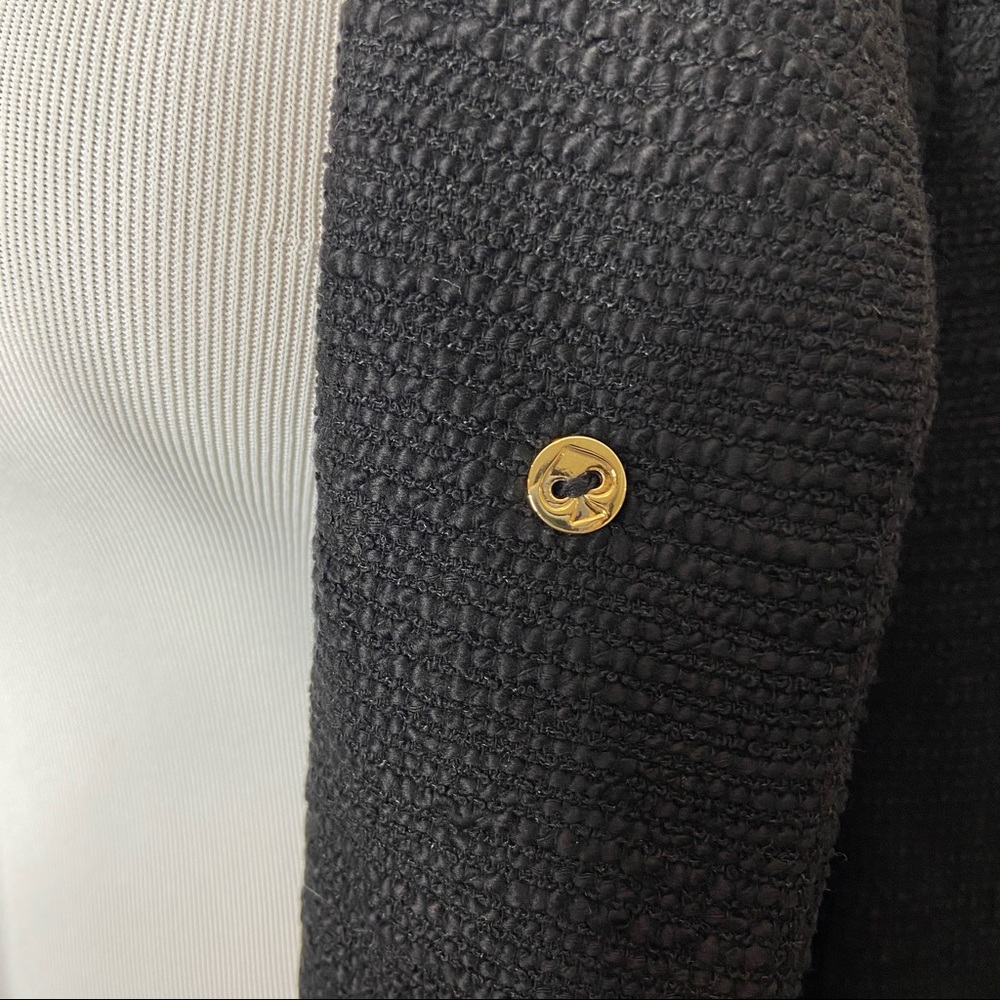 KATE SPADE Tweed Corsage Black Coat - Picture 8 of 13